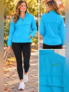 Nike Women’s Lightweight Running Jacket Small Blue Half Zip Pullover